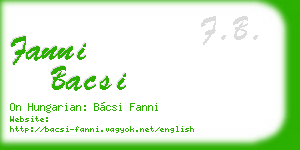 fanni bacsi business card
